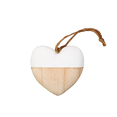 Mud Pie Paulownia Wood Christmas Ornament, 4" x 3.25", Heart