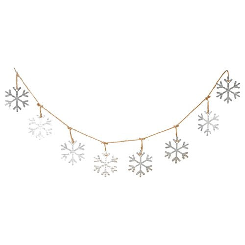 Gerson 72"L Metal Galvanized Snowflake Garland