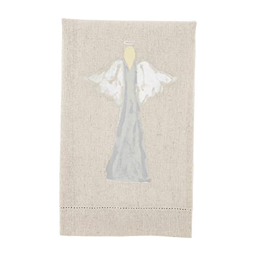 Mud Pie White Xmas Painted Towel,7"x10.5", Angel