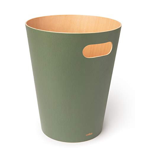 Umbra Woodrow, 2 Gallon Modern Wooden Trash Can Wastebasket or Recycling Bin for Home or Office Spruce