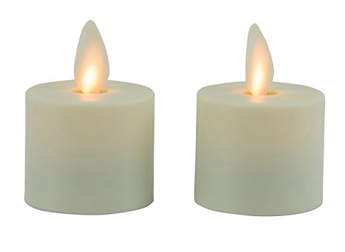 Mystique Flameless Candle, Ivory 1.5" Tea Lights, Set of 2, Plastic Candle With Realistic Flickering Wick, Battery Operated, By Boston Warehouse