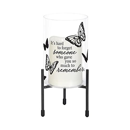 Carson 58123 Someone to Remember Glass Hurricane Candle Holder, 7.5-inch Height
