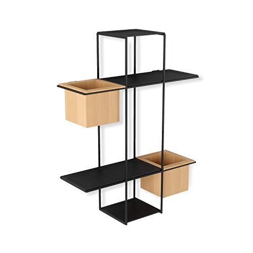 Umbra Cubist Floating Multi Shelf with Built-in Succulent Planter, Modern Wall Decor and Shelf