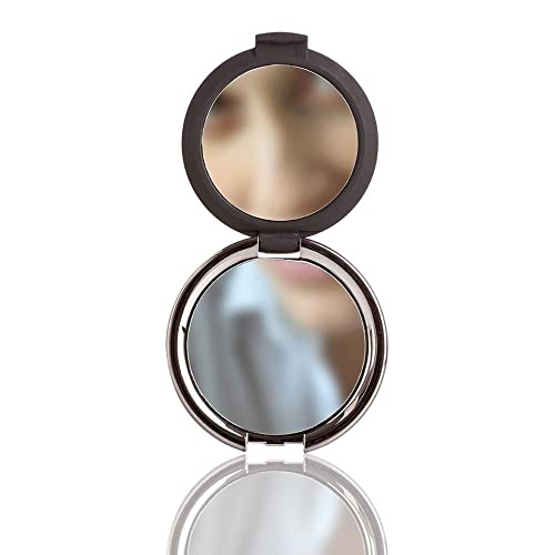 Basicare 1527 Hands Free Duo Compact Mirror with Suction Cup, Black and Silver