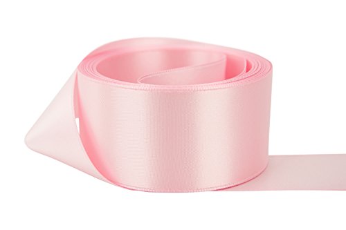 Ribbon Bazaar Double Faced Satin 1-1/2 inch Light Pink 50 Yards 100% Polyester Ribbon