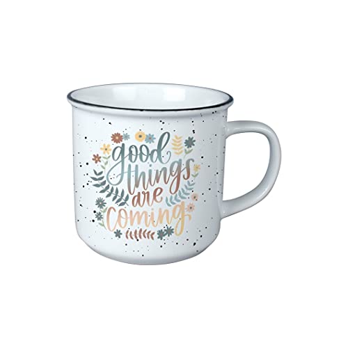 Carson Home, Decorative Vintage Mug for Coffee Latte Tea Hot Cocoa, Ideal Gift, Microwave and Dishwasher Safe, Good Things Vintage Mug 13oz