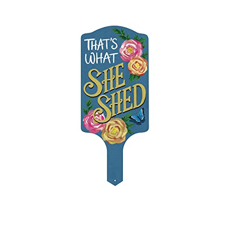Carson Home 11947 That's What She Shed Garden Stake, 15.5-inch Length, UV Printed and Powder Coated Metal