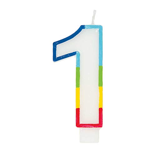 Unique Industries Molded Number 1 Rainbow Border Candle
