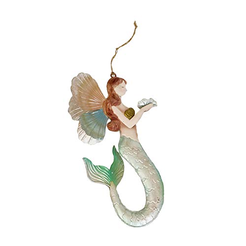 Beachcombers 7.25-Inch Metal Angel Mermaid Ornament