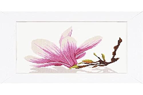 Vervaco Lanarte Counted Cross Stitch Kit: Magnolia Twig with Flower (Aida,W), 30 x 20cm, N