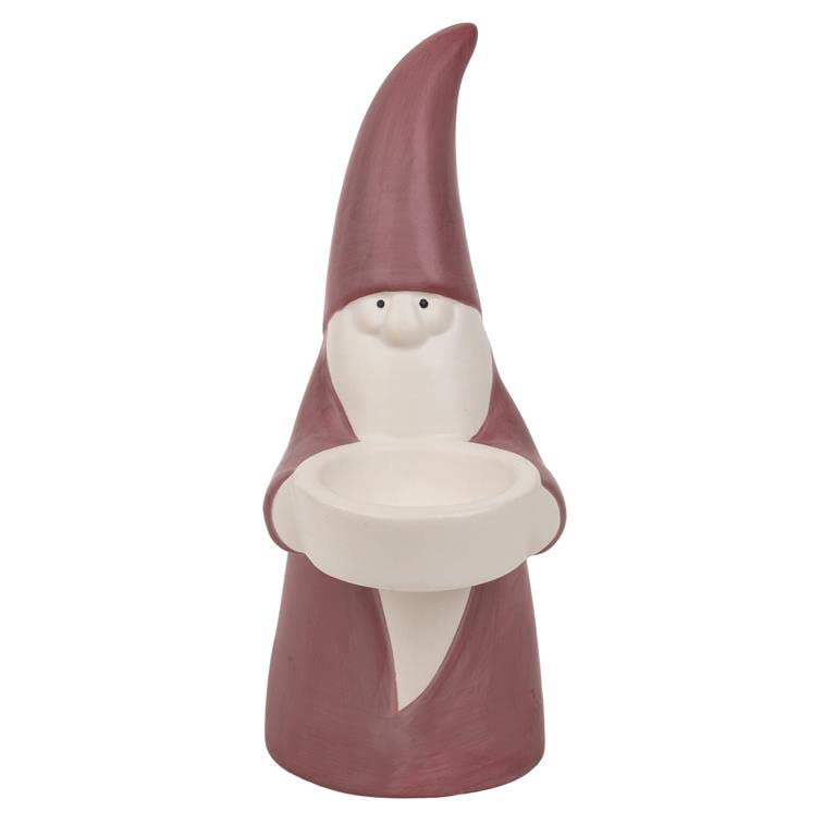 Blossom Bucket Merry Santa Tealight Holder, Red