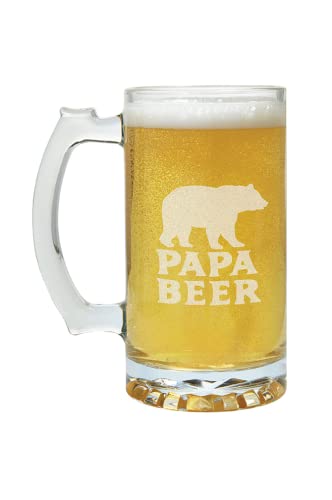 Carson Home Papa Bear Beer Mug, 7.25-inch Height, Holds 26.5 Oz., Glass