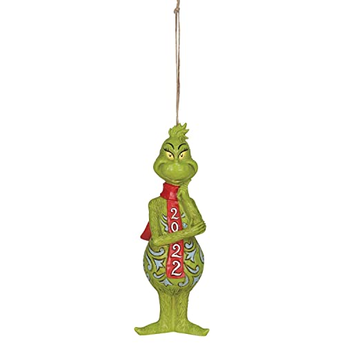 Enesco Grinch by Jim Shore Grinch Dated 2022, Hanging Ornament, 5 Inch, Multicolor