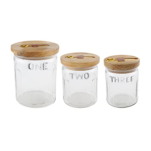 Mud Pie Coffee Glass Canister Set, 5 1/2-inch