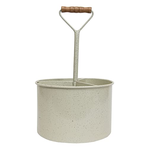 Foreside Home and Garden Round White Metal Caddy
