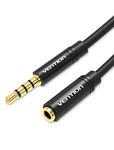 Headphone Extension Cable, VENTION 3.5mm Aux Extender Cable 3 Ring 4 Pole Male to Female Stereo Audio Cable Gold Plated Compatible with Laptop, Smartphones, Headphones, Tablets (3FT/1M)