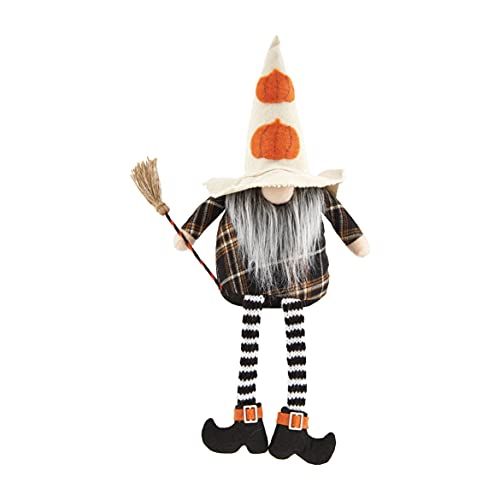 Mud Pie Halloween Dangle Leg Gnome, 9" x 4.5", Pumpkins