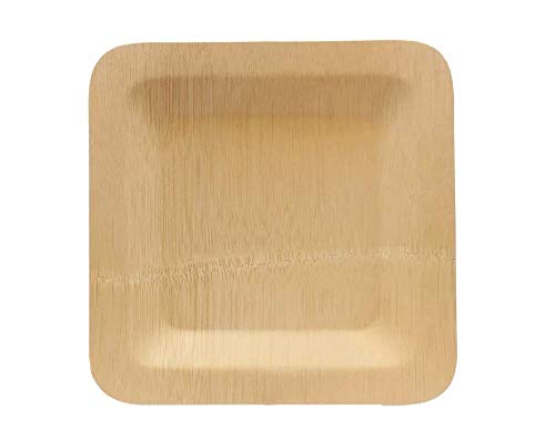 Tablecraft 5" Square Disposable Plate, Bamboo