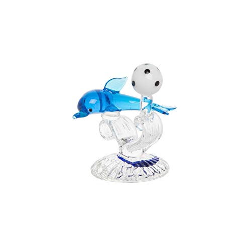 Beachcombers B22488 Playful Dolphin Mini Glass Art, 2.36-inch High