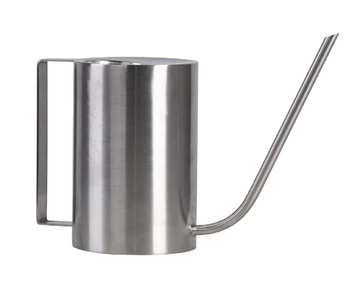 Esschert Design Modern Style Cylinder Watering Can, Stainless Steel