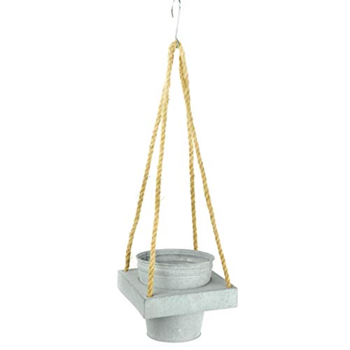 Midwest Design Imports 50248 Touch of Nature Single Galvanized Pot Hanger with Rope, 23-inch Height, Set of 2