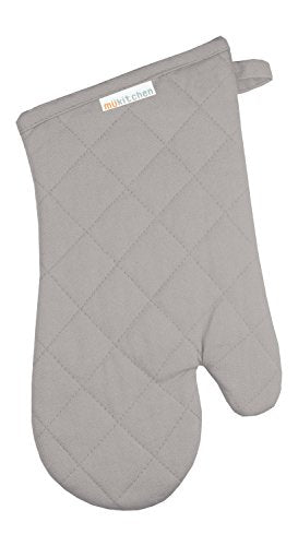 MUkitchen 100% Cotton, Terry-Lined Oven Mitt, 13-Inches, Nickel