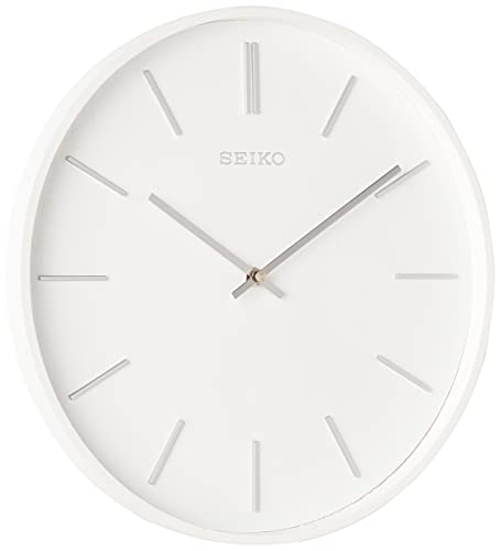 Seiko QXA765WLH Pax Wooden White Oak Veneer with 3D Numerals Wall Clock, 13-inch Diameter, No Cover