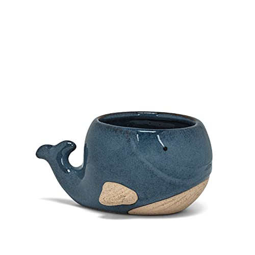 Abbott Collection  27-CRITTER-874-SM Small Whale Planter, Blue