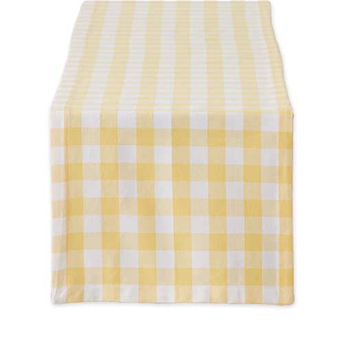 DII Design Checkered Tabletop Collection 100% Cotton, Machine Washable, Table Runner, 14x108, Yellow