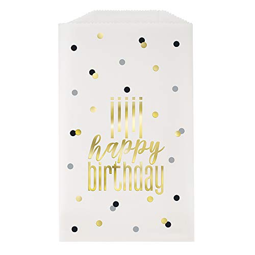 Unique Industries Unique Metallic Happy Birthday Glassine Party Treat Bags- Foil Stamped, 8 Ct.