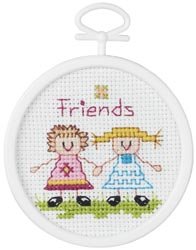Design Works Crafts Janlynn 405811 Friends Mini Counted Cross Stitch Kit-2.5 in. Round 18 Count