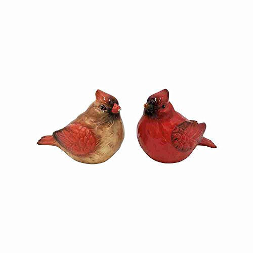 Comfy Hour Farmhouse Collection 3" Two Red Feather Cardinals Salt and Pepper Bottle Stoneware Figurine, Set of 2