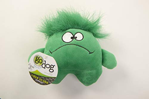 Worldwise goDog Mood Monsters with Chew Guard Technology Durable Plush Dog Toys with Squeakers, Green, Concerned