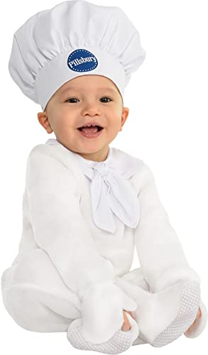 Amscan Party City Pillsbury Doughboy Halloween Costume for Babies, 6-12 Months, Includes Jumpsuit, Hat and Booties