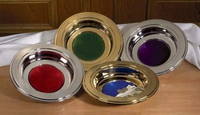 Christian Brands Brass Tone Offering Plates (Purple Felt Pad)