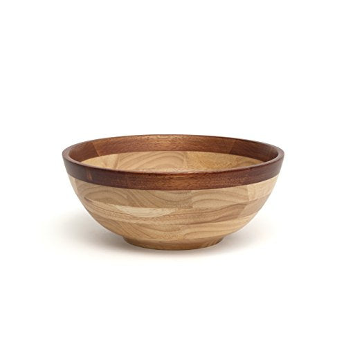 Lipper International 2182 Rubberwood Two-Tone Bowls, Medium, Multicolor