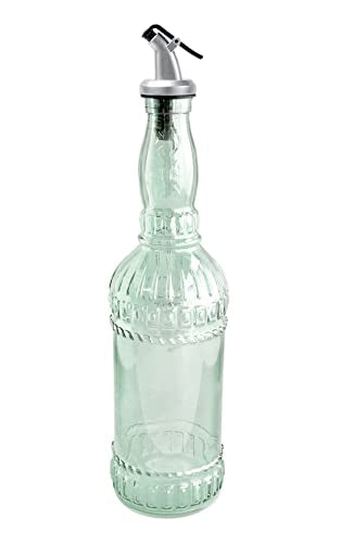 Grant Howard Monza Embossed Glass Oil and Vinegar Cruet with Pourer, 22 oz, Translucent