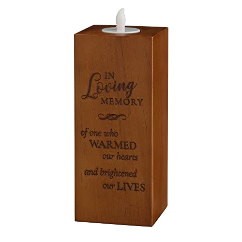 Blue Sky Clayworks Lillian Rose in Loving Memory Wooden Memorial Tea Light Holder