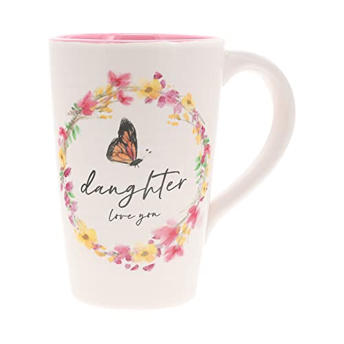 Pavilion - Daughter - 17-ounce Coffee Cup, Floral Pattern Mug, Mothers Day Gift Idea, 1 Count, Cream, 5.25 x 5.25-Inches