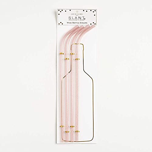 Creative Brands Wine Bottle Straws (4 pack) - Pink with Gold Glitter