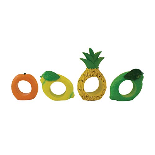 Beachcombers SS-BCS-20891 4.5x1 inch Resin Tropical Citrus Fruit Napkin Rings Set, Multicolored