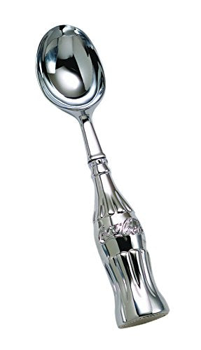 TableCraft Coca-Cola CC308 Ice Cream Scoop with Contour Bottle Handle and Chrome Plated Metal, Red