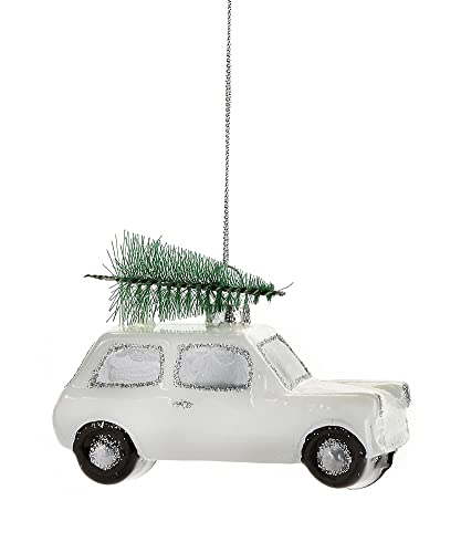 Giftcraft 682554 Christmas Car and Tree Ornament, 3 inch, Glass