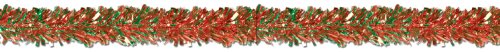 Beistle Metallic Festooning Garland Christmas Party Supplies, Hanging Decorations, 4" x 15', Red/Green
