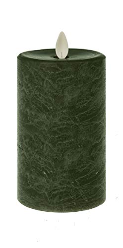 Ganz LED Textured Pillar Marbled Green 5 x 3 Wax Flameless Candle with Timer