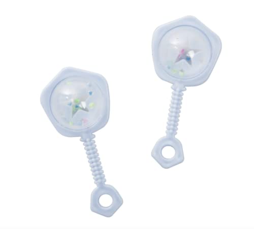 Unique Industries 2.5" Mini Plastic Blue Rattle Boy Baby Shower Favor Charms, 6ct