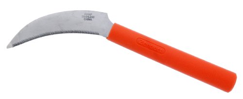 Zenport K206P Stainless Steel Sickle, A+ Grade, Plastic Handle, 4.3-Inch Blade , Orange