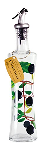 Grant Howard Olives Glass Hand Painted Oil and Vinegar Cruet, 16 oz, Clear