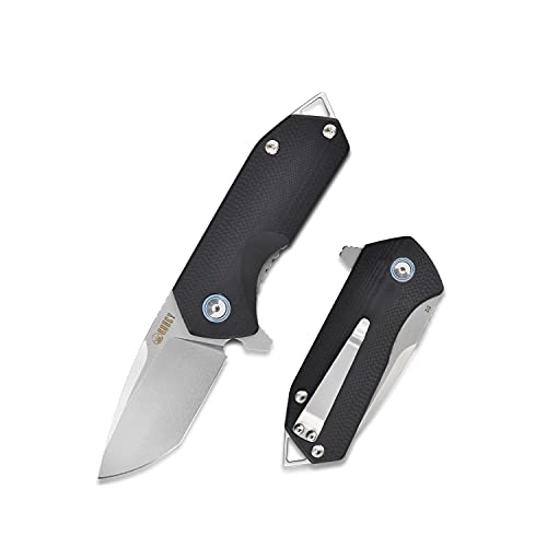 KUBEY Chubby KU203 Folding Pocket Knife Compact Everyday Carry with 2.4" Tanto Balde and G10 Handle with Flipper Open for Camping Hunting and Outdoor(Black)