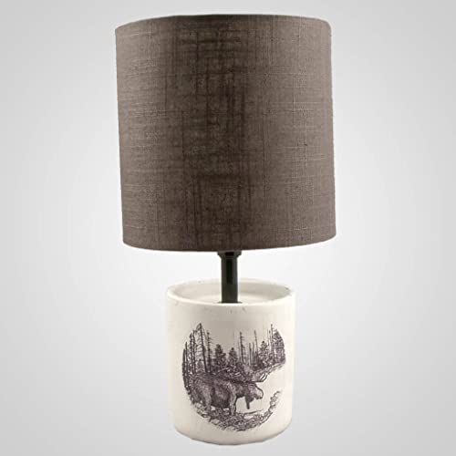 Lipco Ceramic Moose Print Small Cylinder Lamp, 12.75-inch Height, Tabletop Lighting Accessories